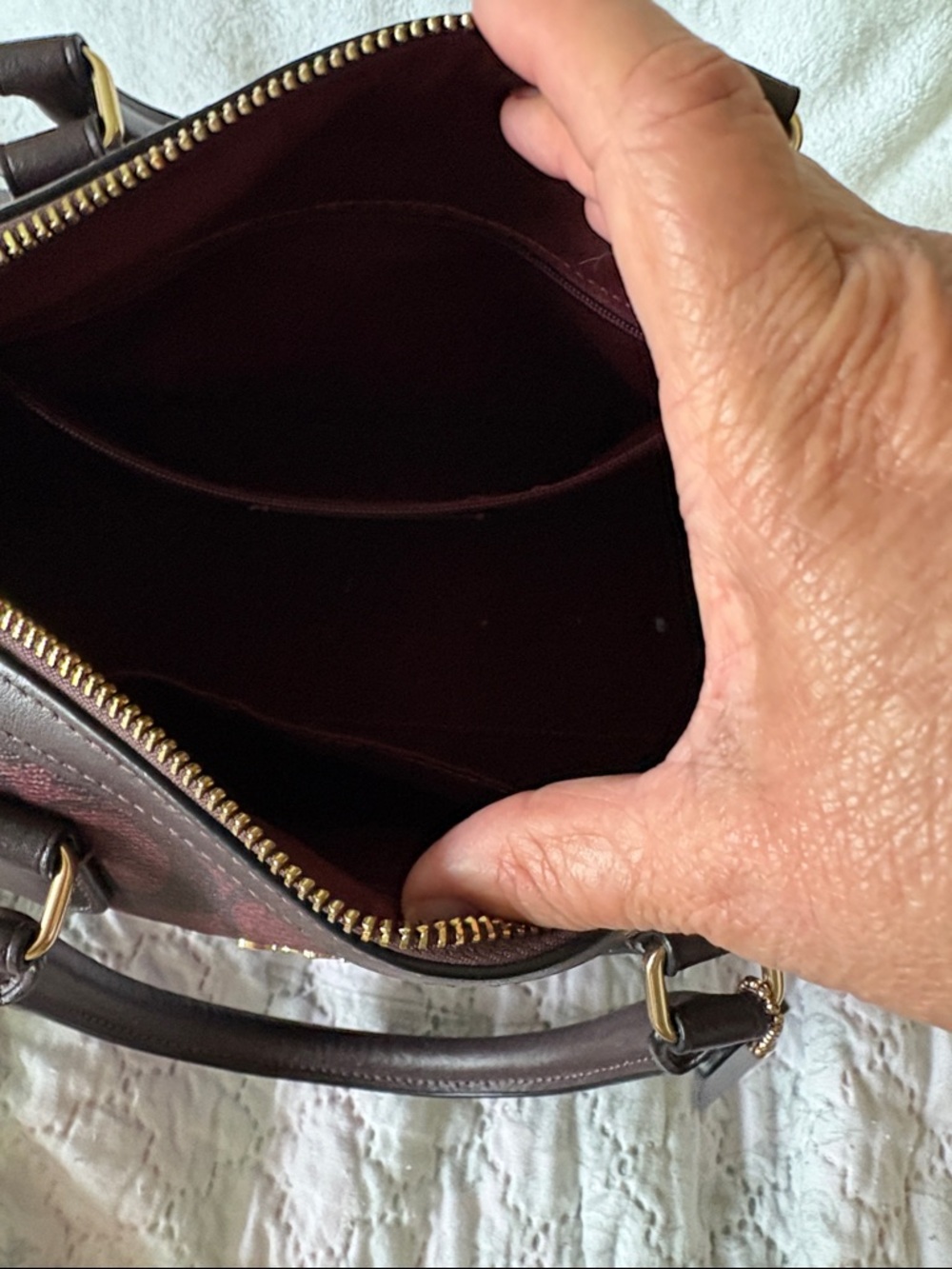 COACH Burgundy Logo Satchel with Gold Hardware - Picture 3 of 5